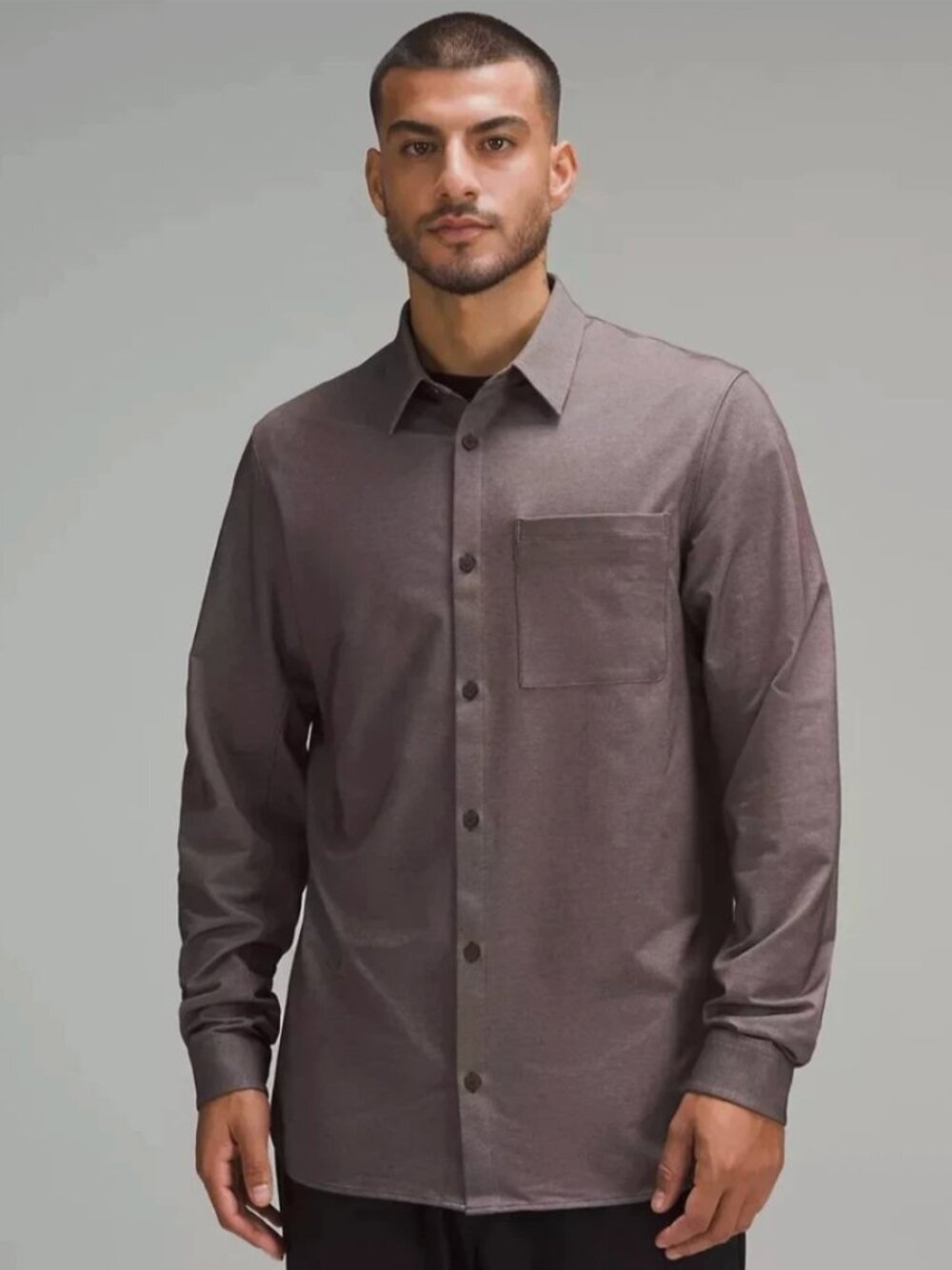 Lululemon Commission Long-Sleeve Shirt Pocket - Espresso/White